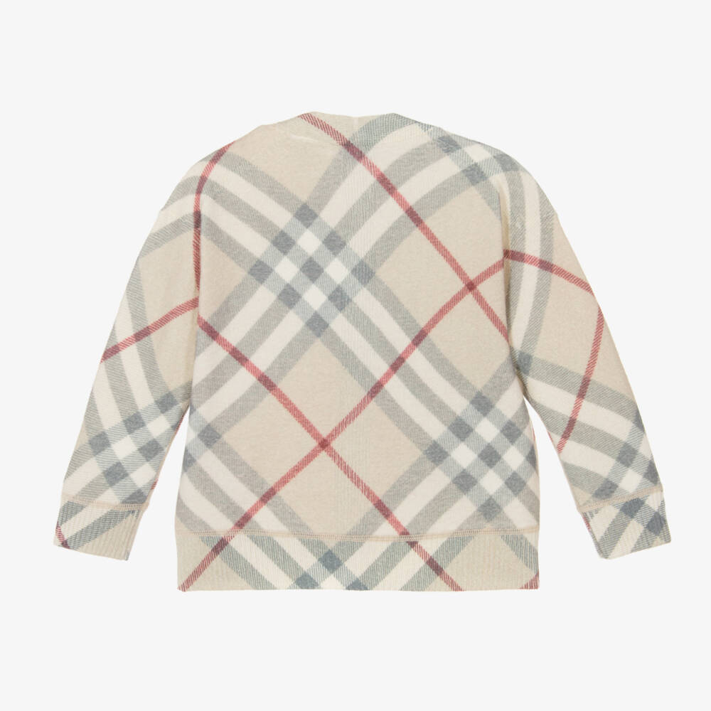 Burberry-Girls Stone Check Wool Cardigan | Childrensalon Outlet