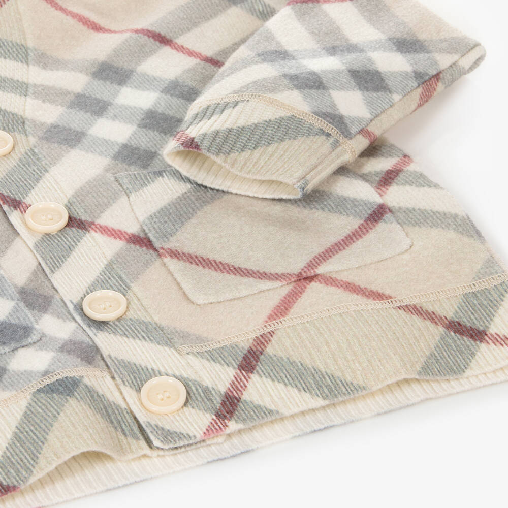 Burberry-Girls Stone Check Wool Cardigan | Childrensalon Outlet