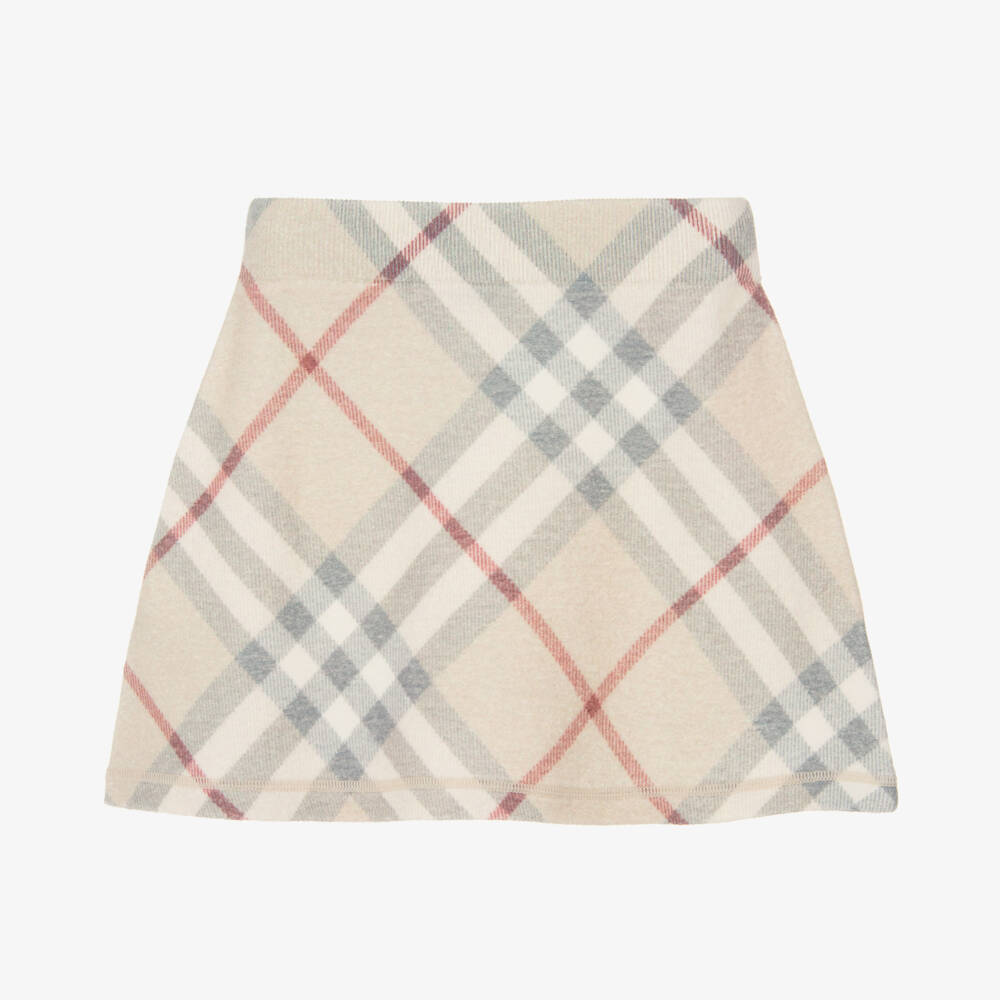 Burberry-Girls Stone Check Wool Skirt | Childrensalon Outlet