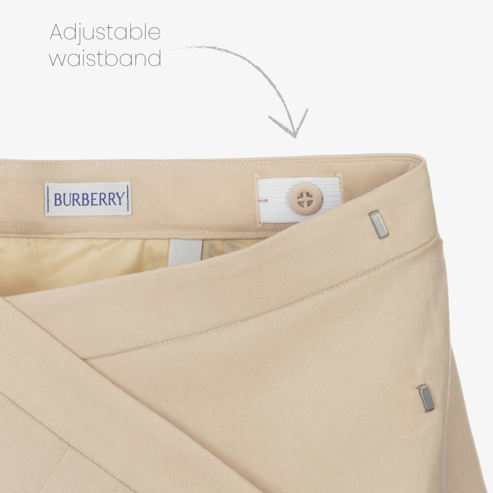 Burberry-Girls Stone Pleated Wrap Skirt | Childrensalon Outlet