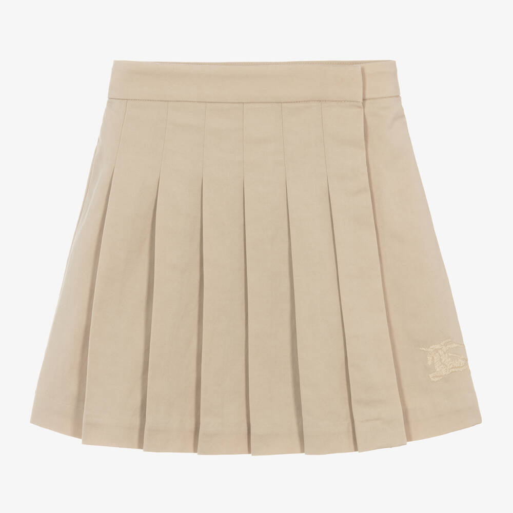 Burberry-Girls Stone Pleated Wrap Skirt | Childrensalon Outlet
