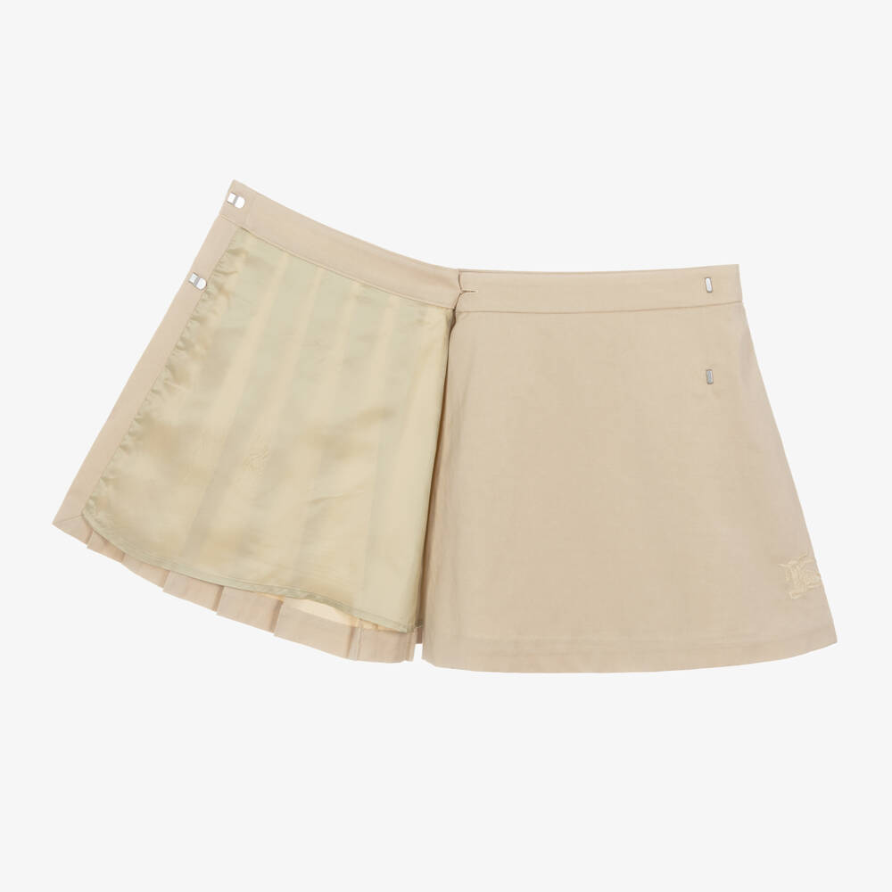 Burberry-Girls Stone Pleated Wrap Skirt | Childrensalon Outlet