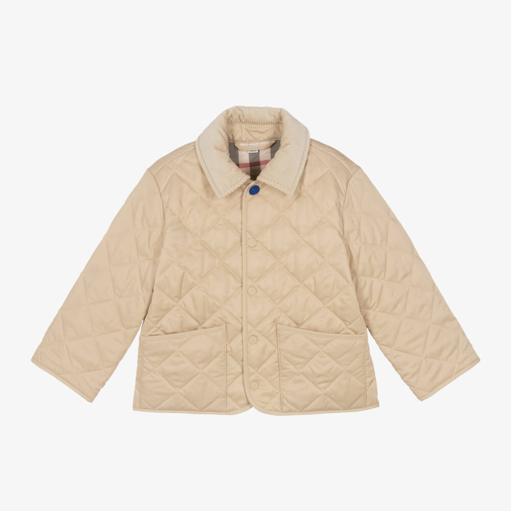 Burberry-Girls Stone Quilted Jacket | Childrensalon Outlet