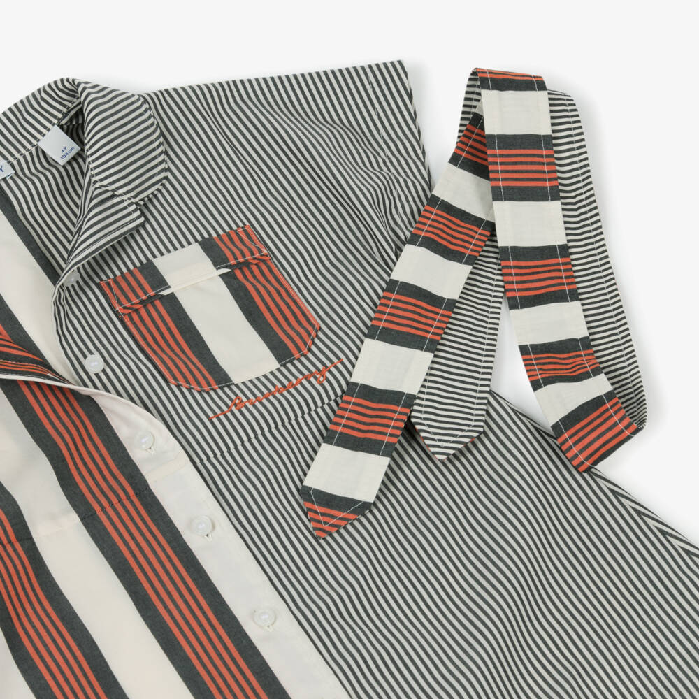 Burberry-Girls Striped Shirt Dress with Tie | Childrensalon Outlet