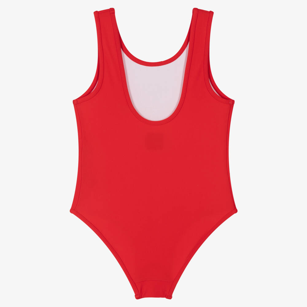Burberry-Girls Varsity-Inspired Scarlet Swimwear | Childrensalon Outlet