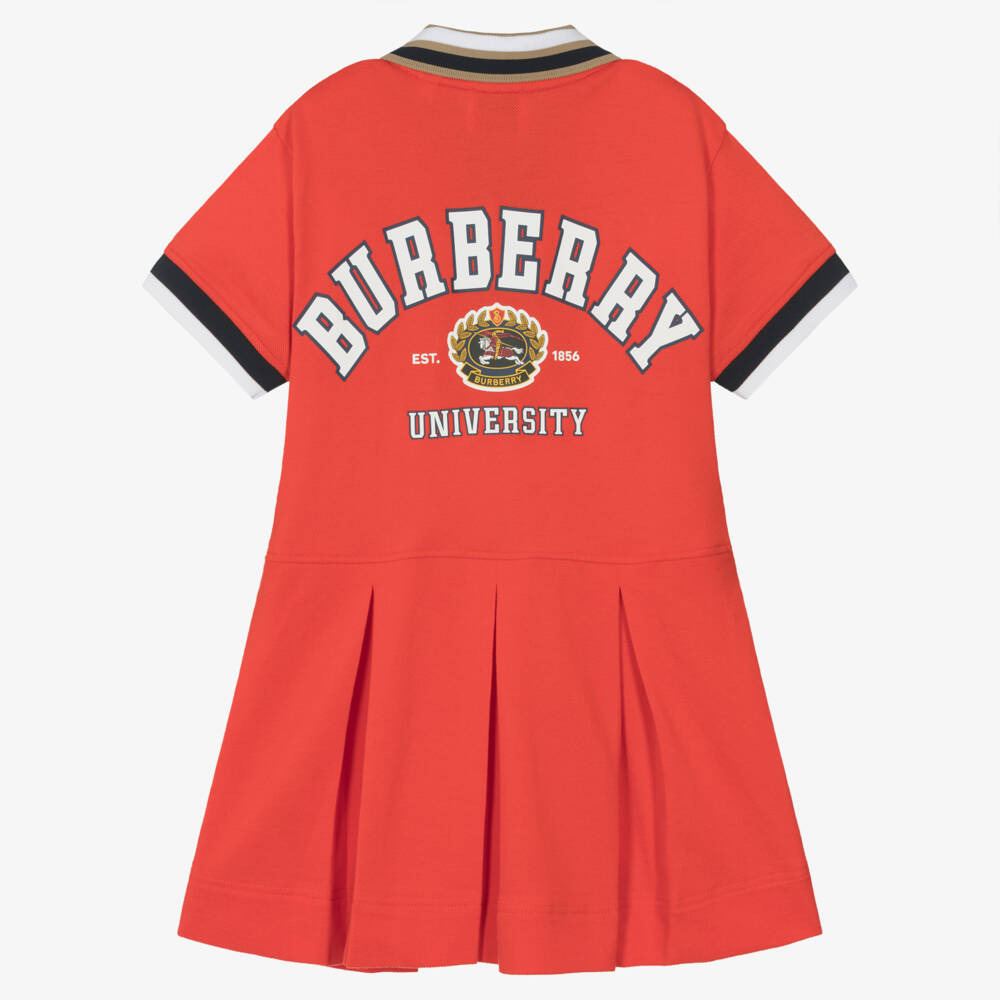 Burberry-Girls Varsity Red Cotton Polo | Childrensalon Outlet