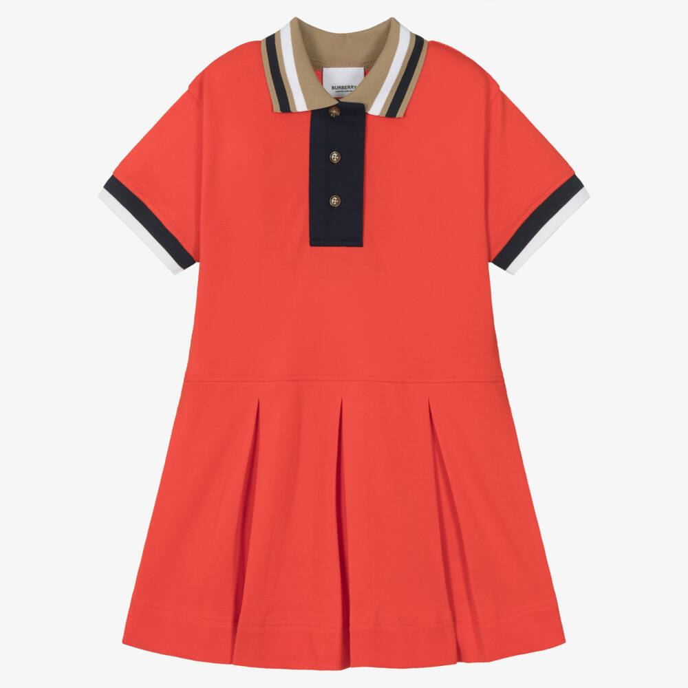 Burberry-Красная хлопковая рубашка поло для девочек | Childrensalon Outlet