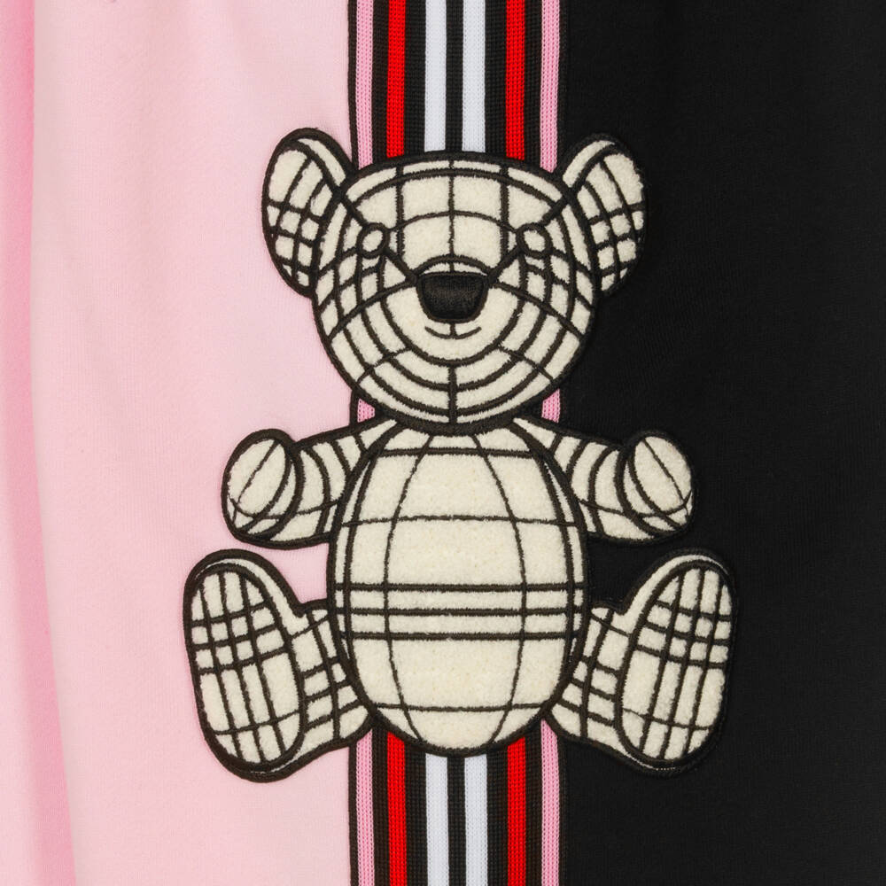 Burberry-بنطلون رياضي وردي زاهي للبنات مع تصميم دب | Childrensalon Outlet