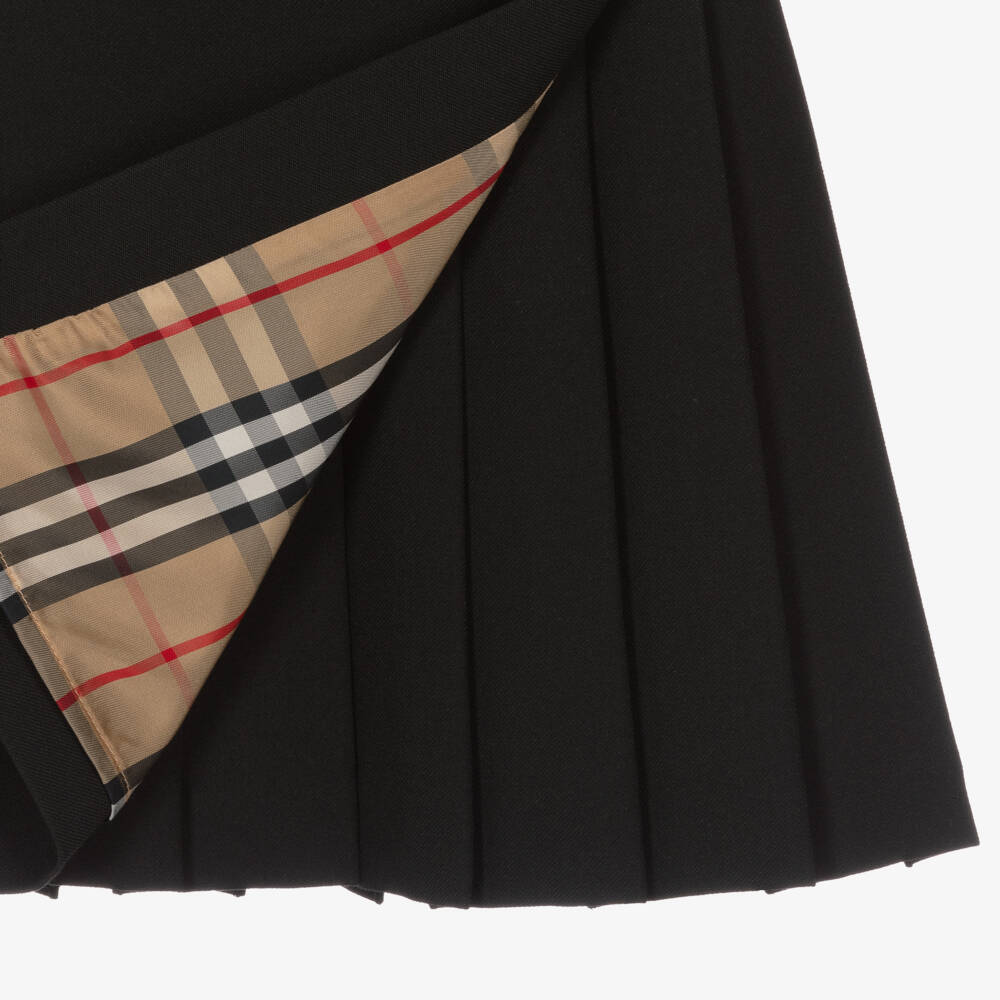 Burberry-Girls Vintage-Inspired Black Check Kilt | Childrensalon Outlet