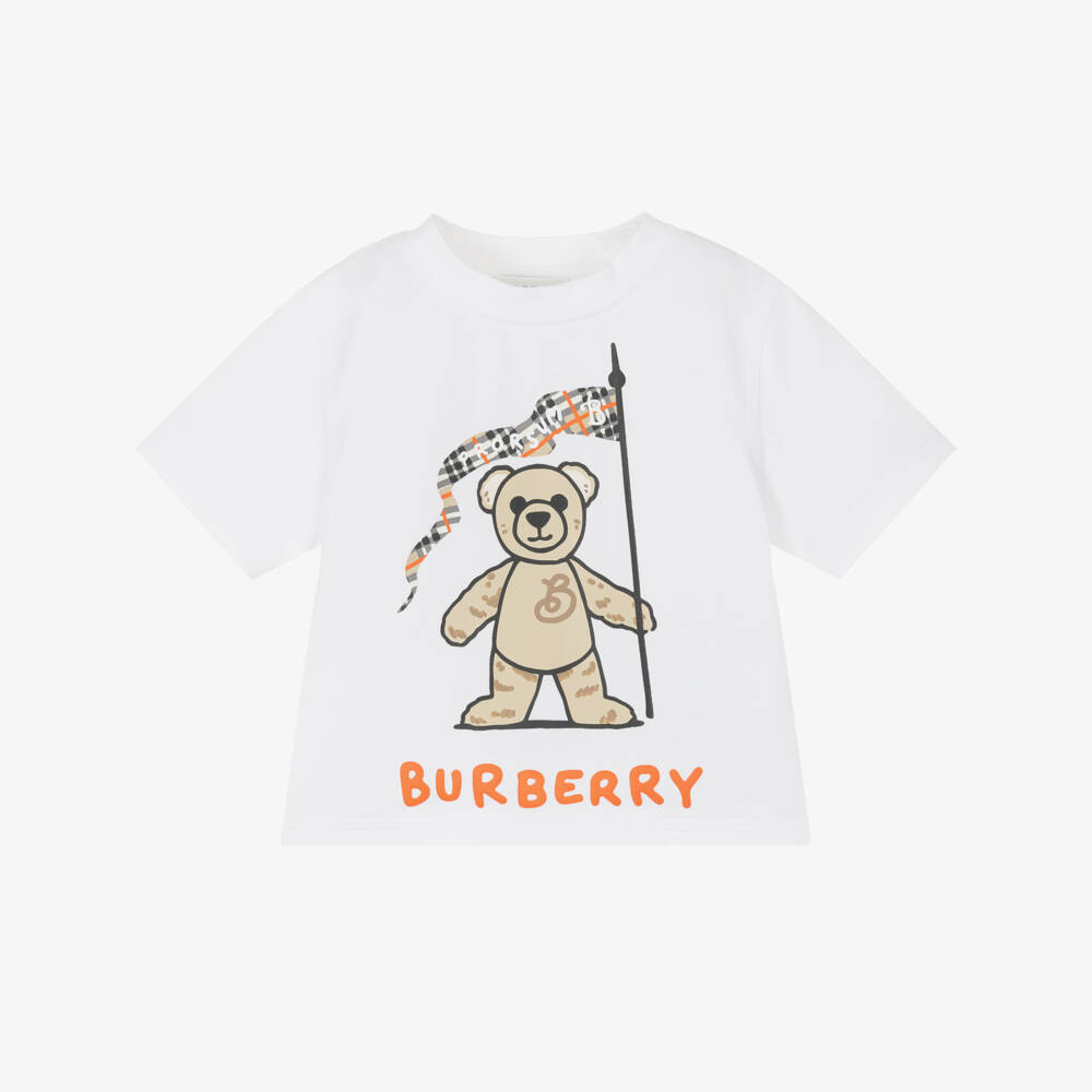 Burberry-Girls' White Bear Crew Tee | Childrensalon Outlet