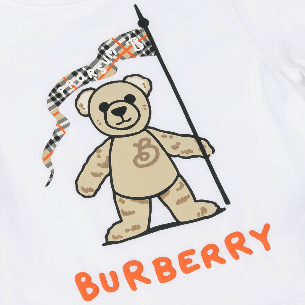 Burberry-Girls' White Bear Crew Tee | Childrensalon Outlet