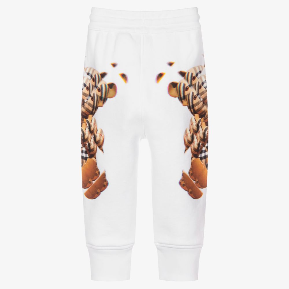 Burberry-جوغرز قطن جيرسي لون أبيض للبنات | Childrensalon Outlet