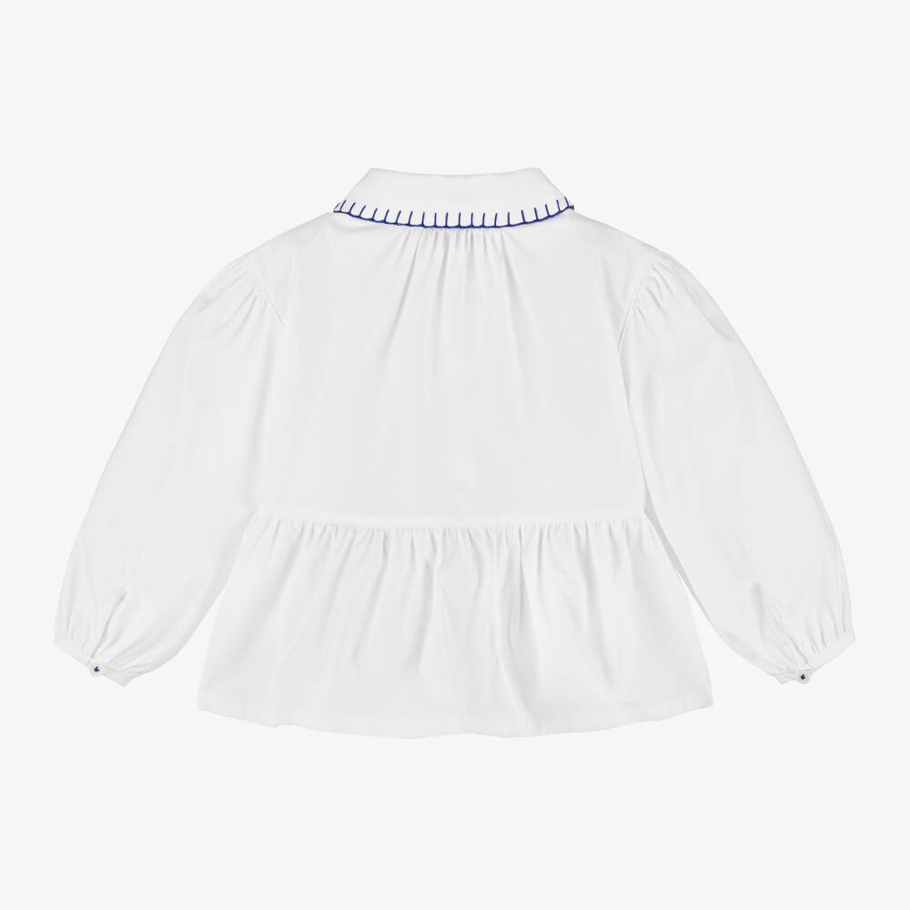 Burberry-Girls White Cotton Knight Blouse | Childrensalon Outlet