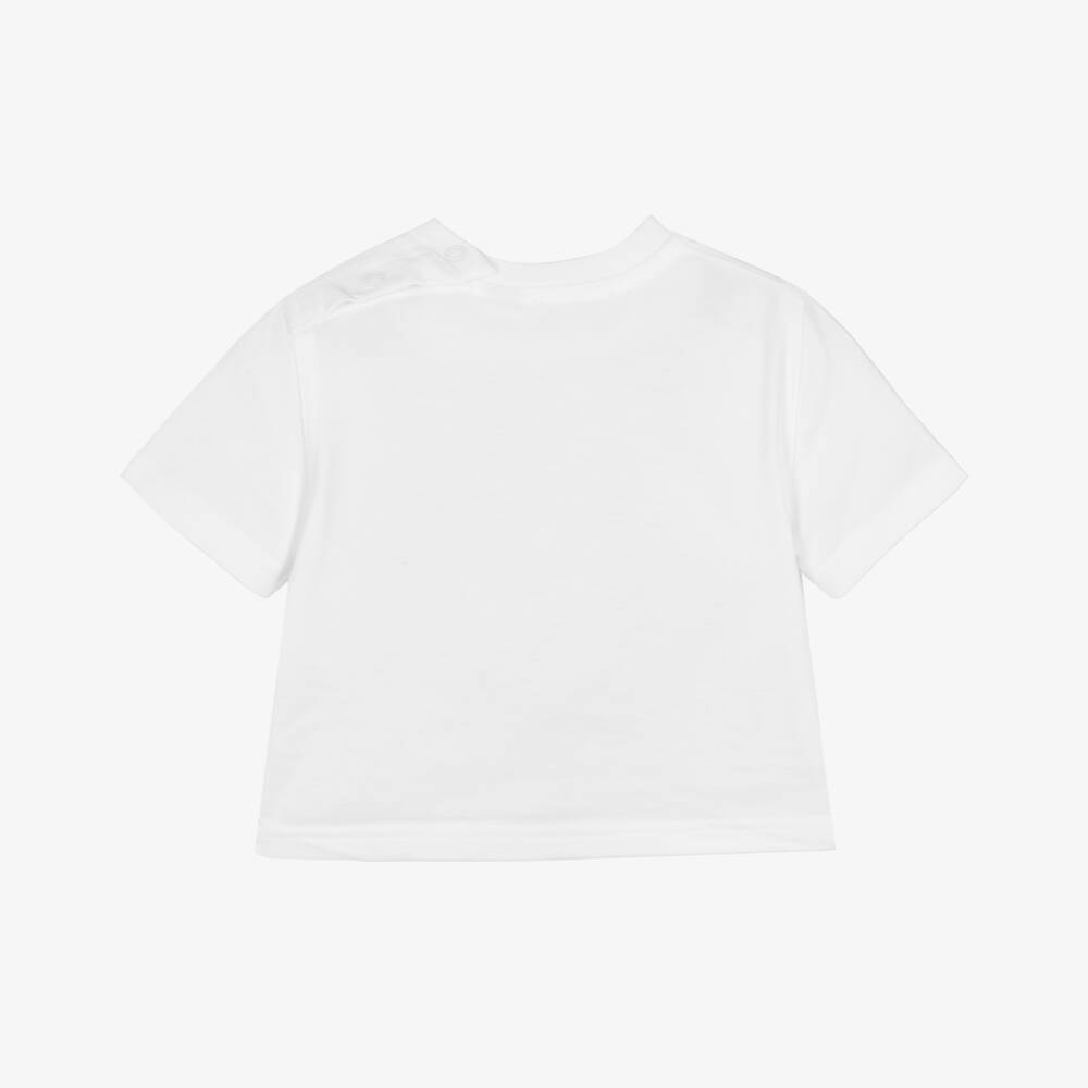 Burberry-Girls White Cotton Logo Top | Childrensalon Outlet