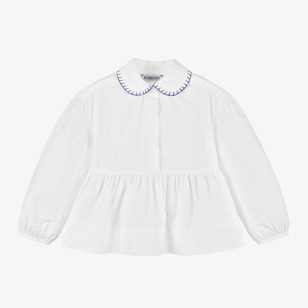 Burberry-بلوزة EKD قطن لون أبيض | Childrensalon Outlet