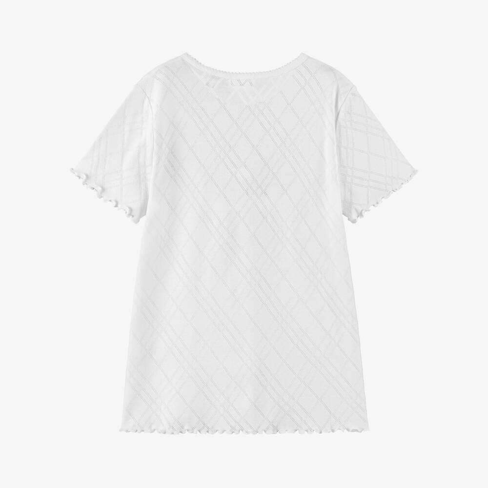 Burberry-Girls White Cotton Thomas Bear T-Shirt | Childrensalon Outlet