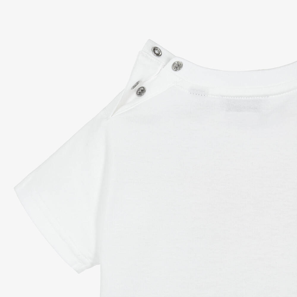 Burberry-Girls White Rose Print Tee | Childrensalon Outlet
