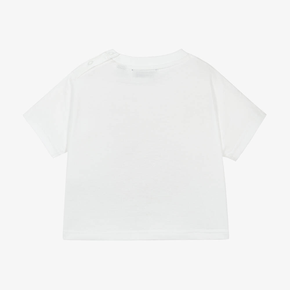 Burberry-Girls White Rose Print Tee | Childrensalon Outlet