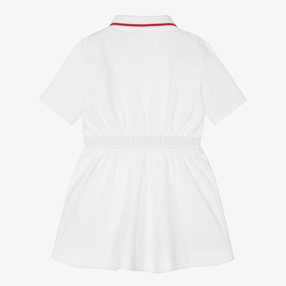 Burberry-Girls White Varsity Logo Polo Dress | Childrensalon Outlet
