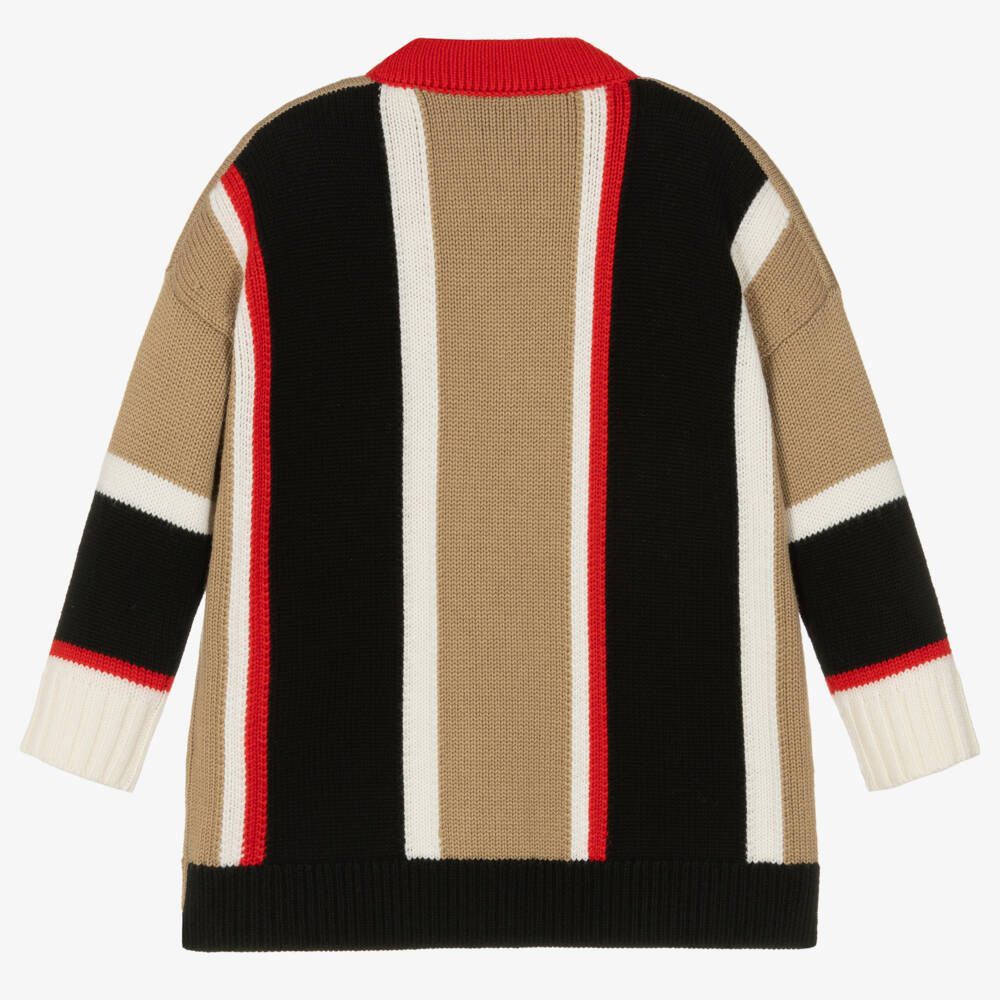 Burberry-Girls Woolen Stripe Knit Cardigan | Childrensalon Outlet