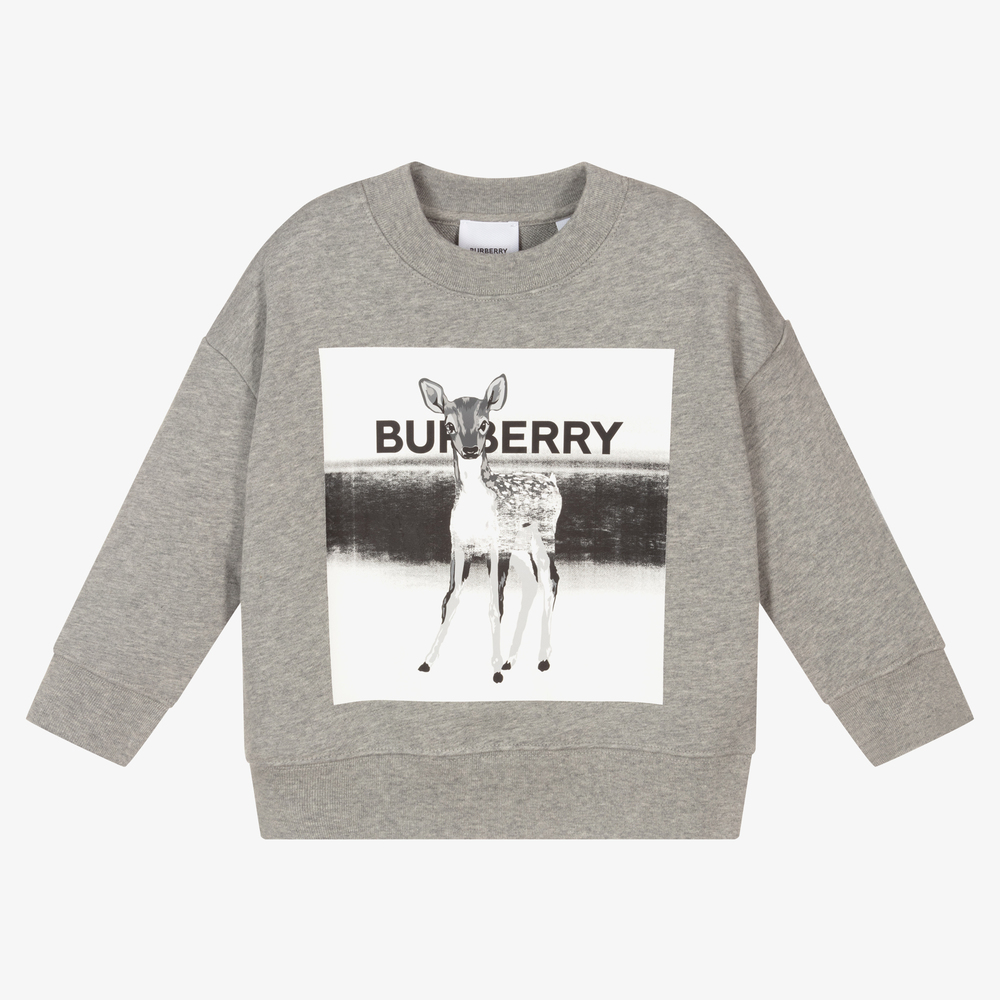 Burberry - Grey Cotton Deer Sweatshirt | Childrensalon