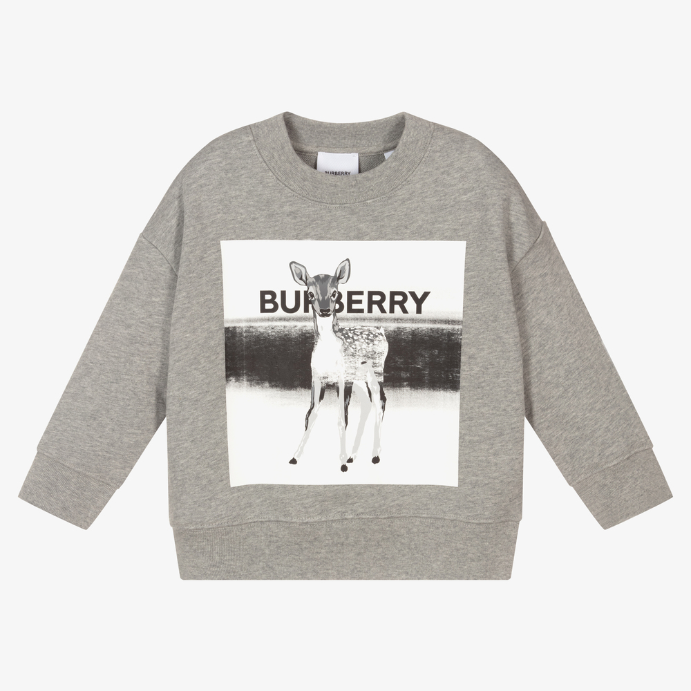 Burberry Grey Cotton Deer Sweatshirt Childrensalon Outlet