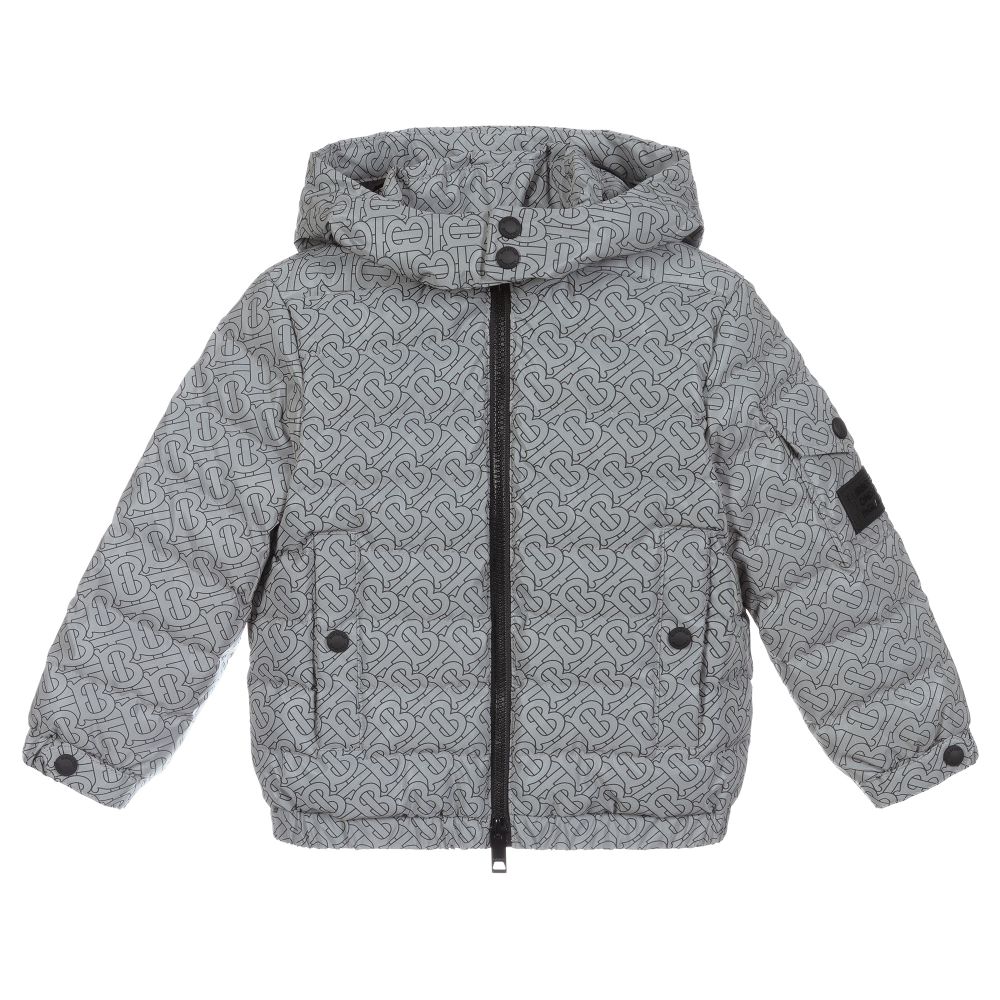 Burberry - Grey Down Padded Monogram Jacket | Childrensalon