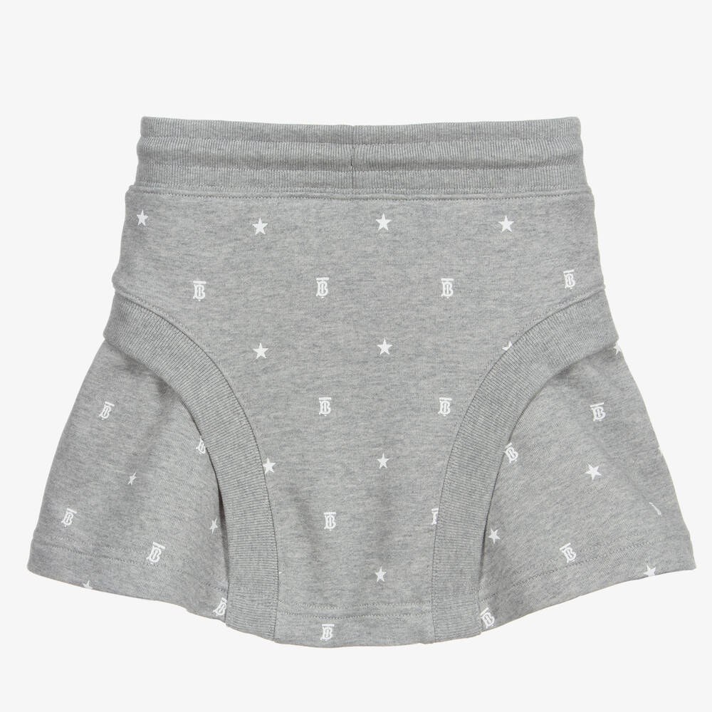 Burberry-تنورة قطن جيرسي لون رمادي | Childrensalon Outlet