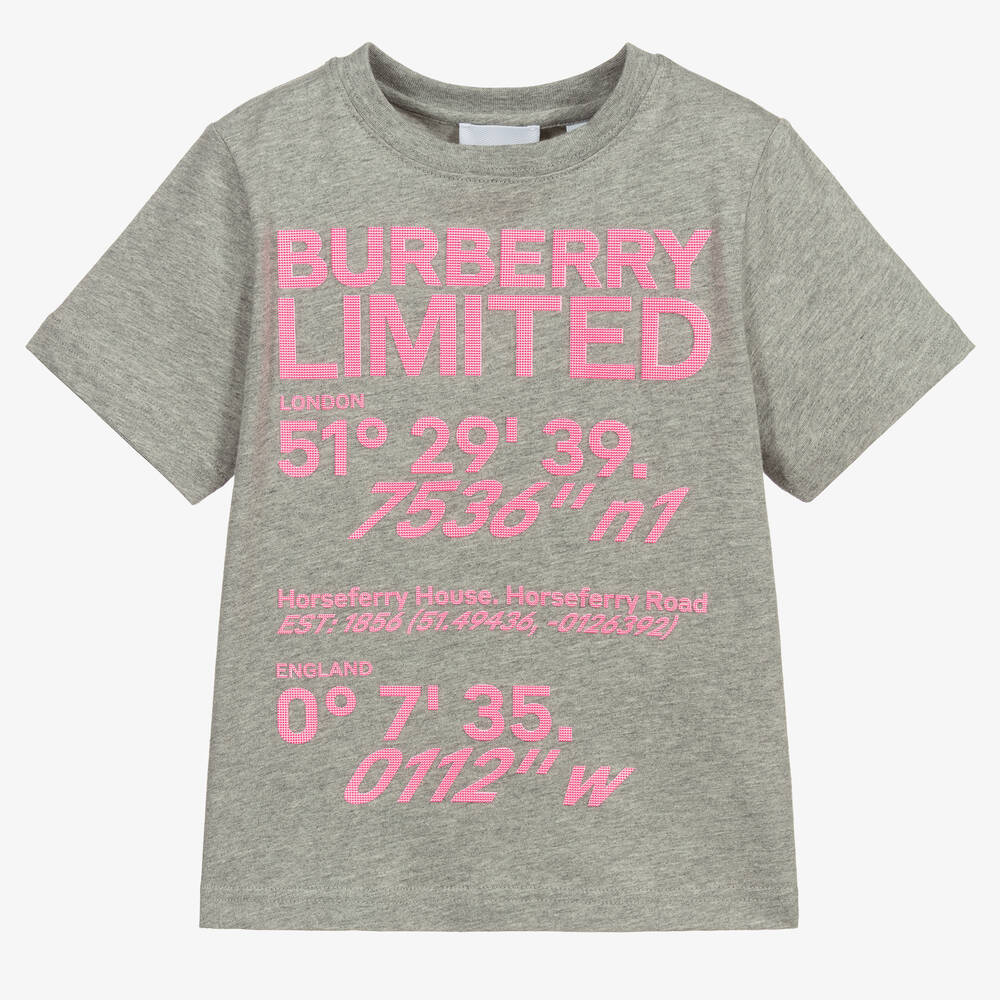 Grey Pink Logo T Shirt
