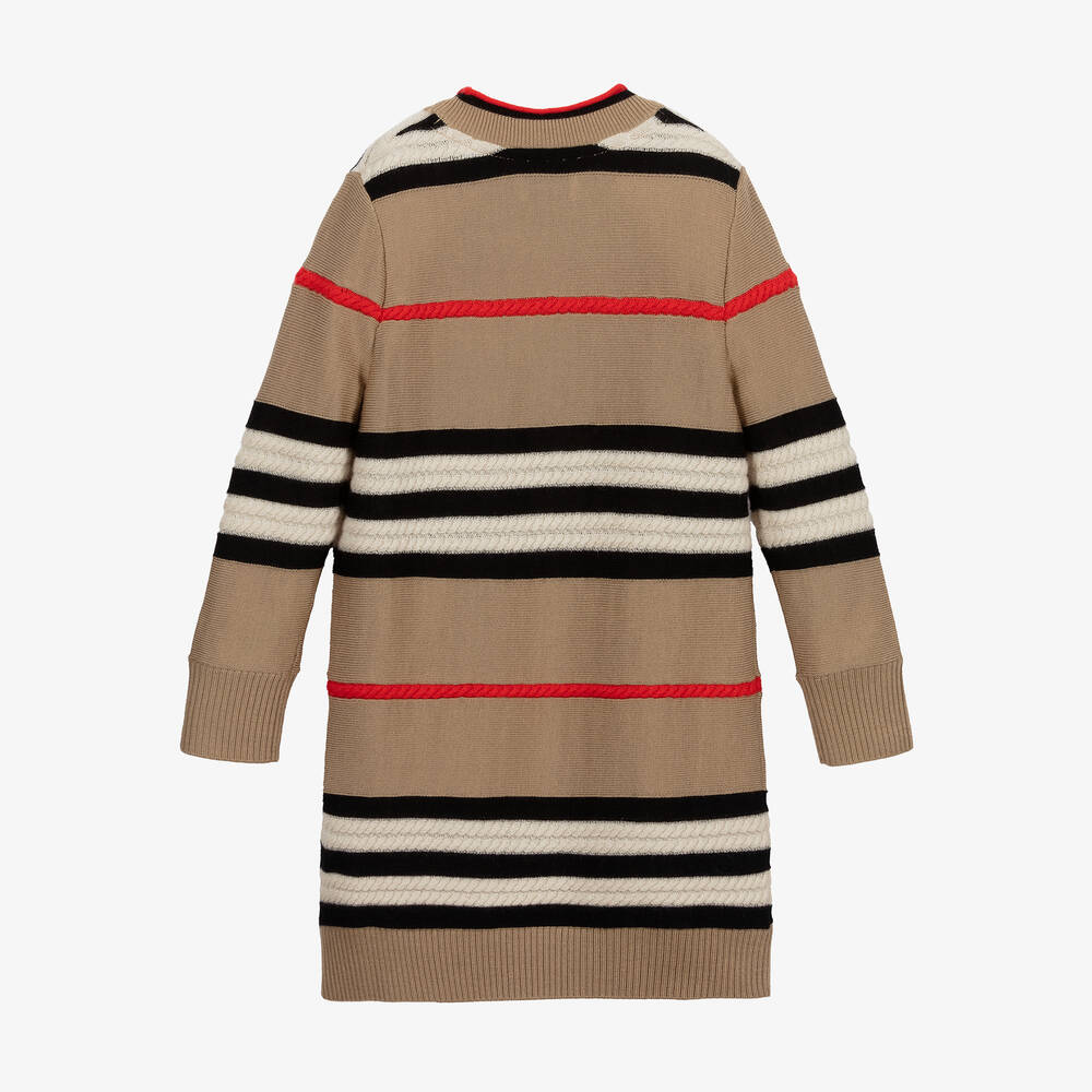 Burberry-Кашемировое платье в полоску Icon | Childrensalon Outlet