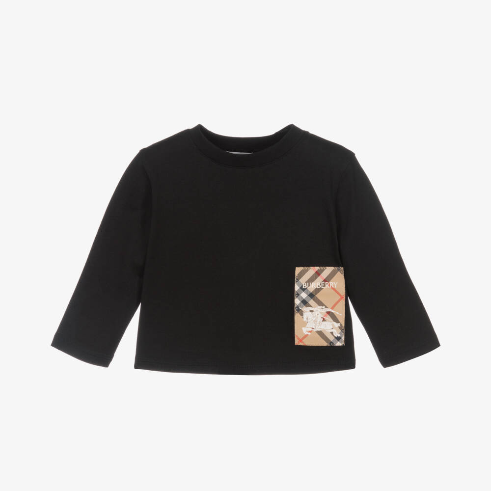 Burberry-Футболка из черного трикотажа для малышей мальчиков | Childrensalon Outlet