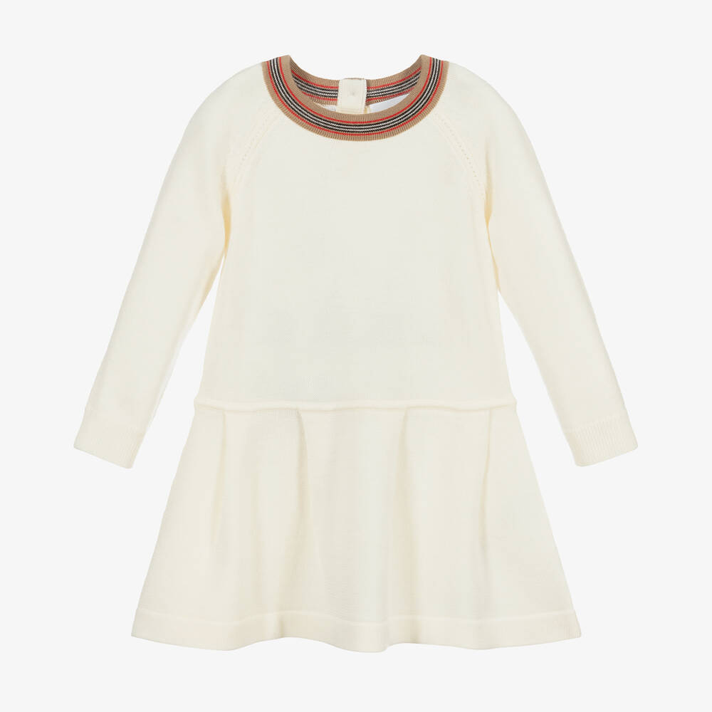 Burberry - Robe ivoire en laine mérinos Bébé | Childrensalon