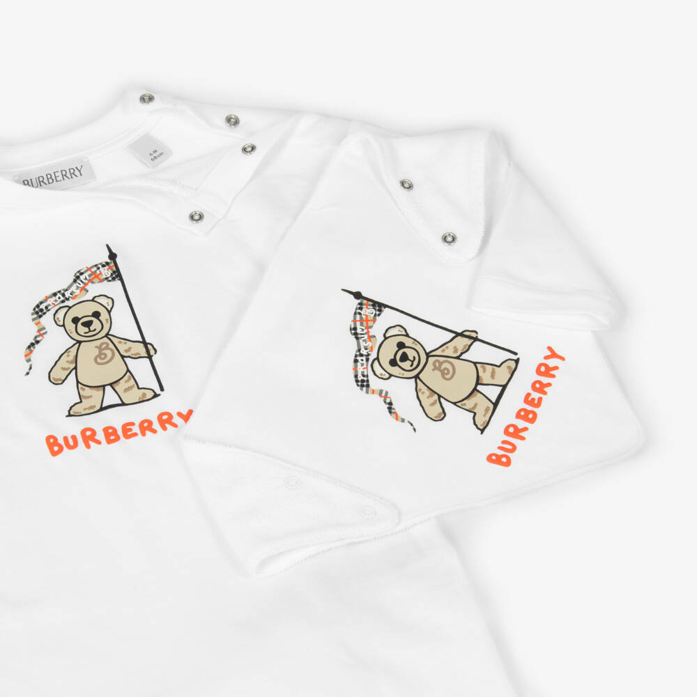 Burberry-Little Boy's White Bear Two-Piece Set | Childrensalon Outlet