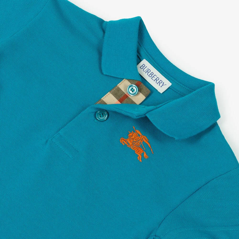 Burberry-Little Boys Cotton Polo in Kingfisher Blue | Childrensalon Outlet