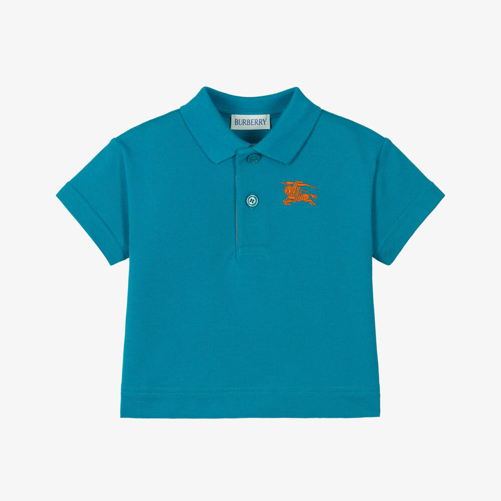 Burberry-Little Boys Cotton Polo in Kingfisher Blue | Childrensalon Outlet