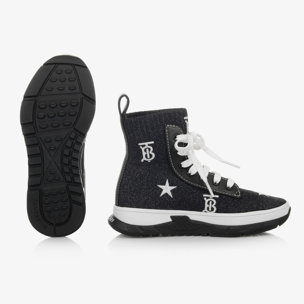 Burberry-Navy Blue Logo Sock Trainers | Childrensalon Outlet