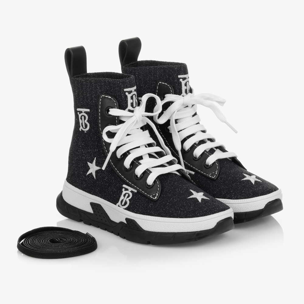 Burberry - Navy Blue Logo Sock Trainers | Childrensalon