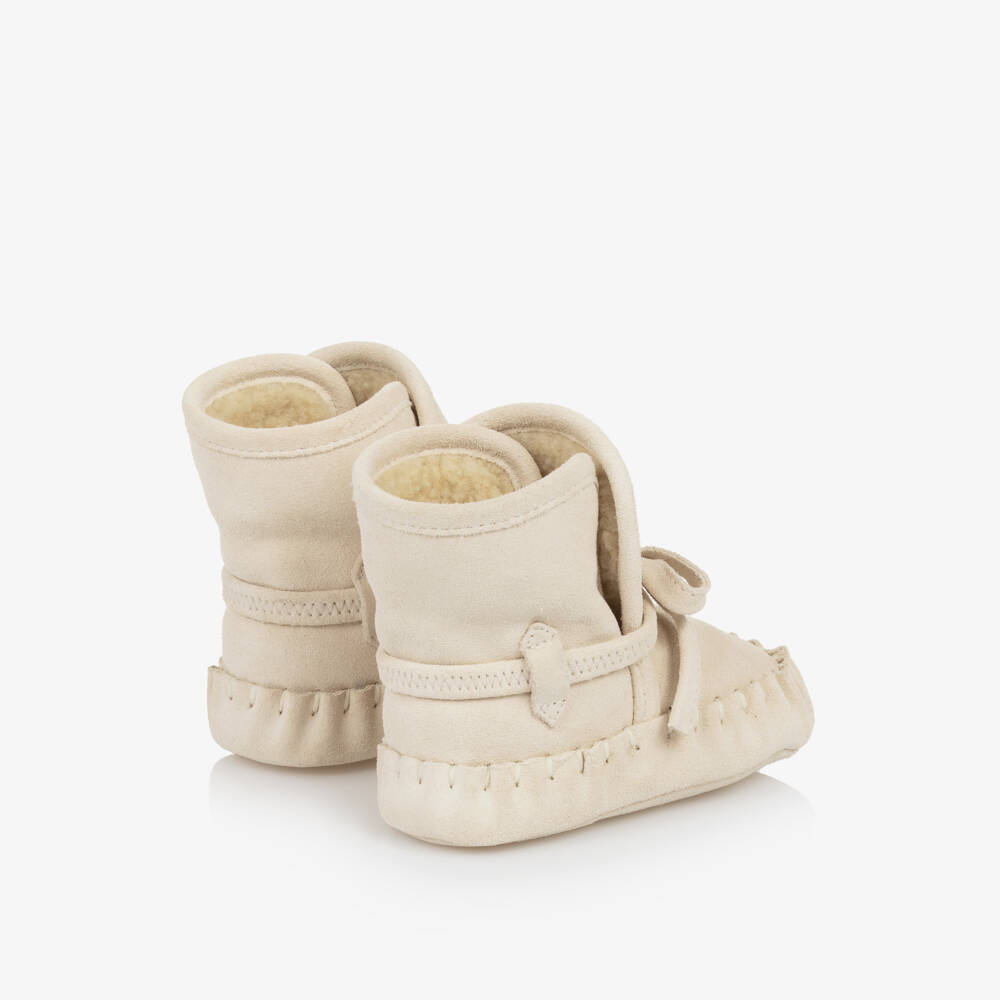 Burberry-Pale Beige Suede Leather Baby Pre-Walker Shoes | Childrensalon Outlet