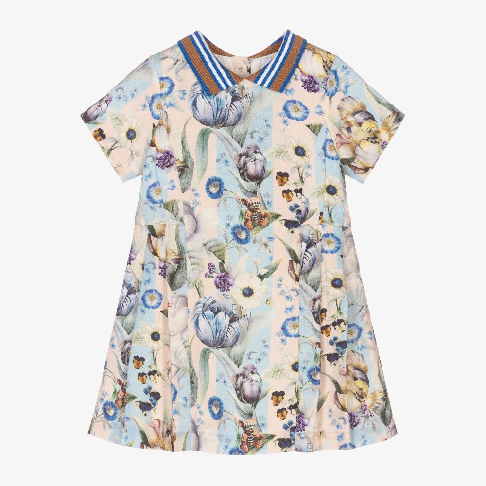 Burberry - Pink & Blue Linen Baby Dress | Childrensalon