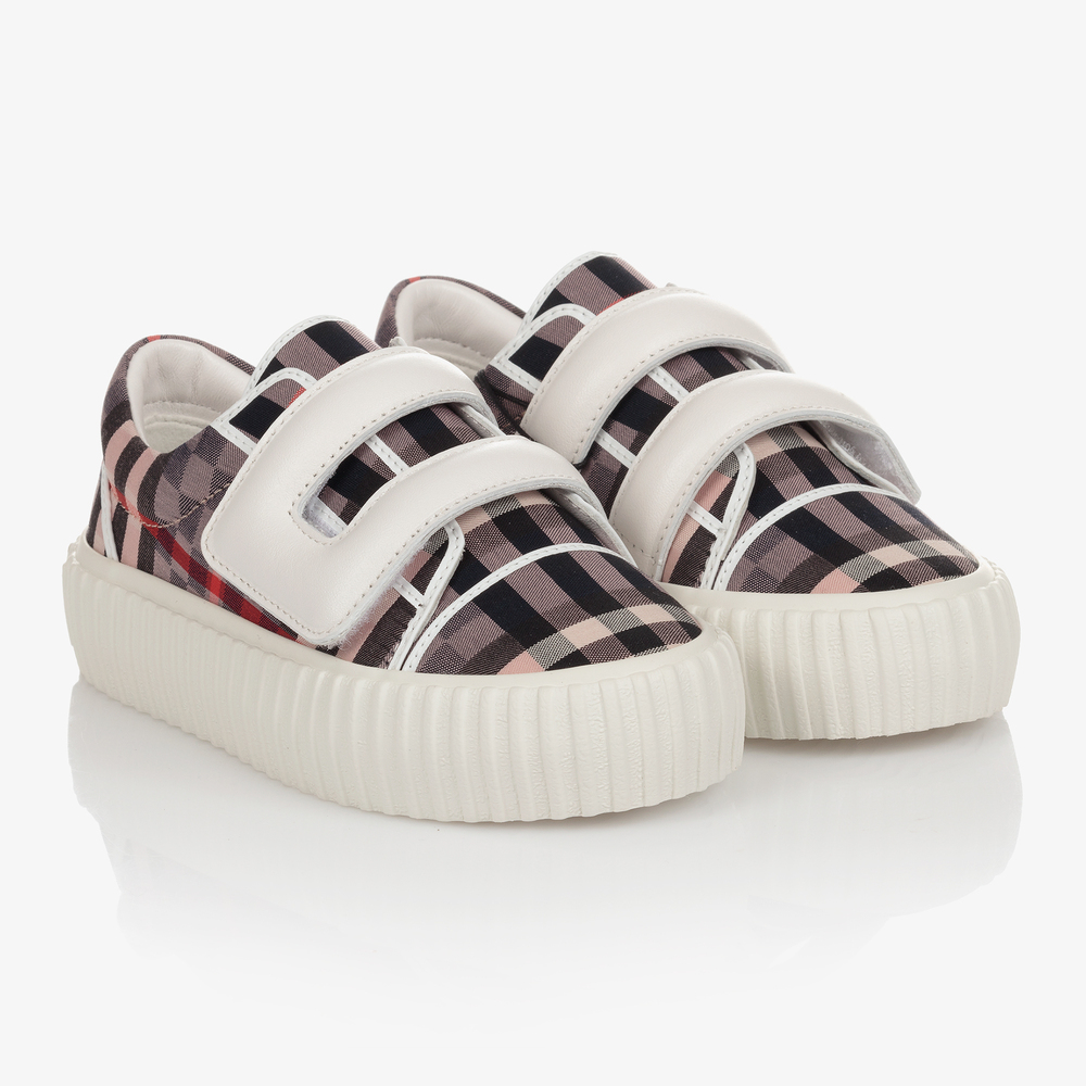 Burberry - Rosa karierte Canvas-Sneakers | Childrensalon