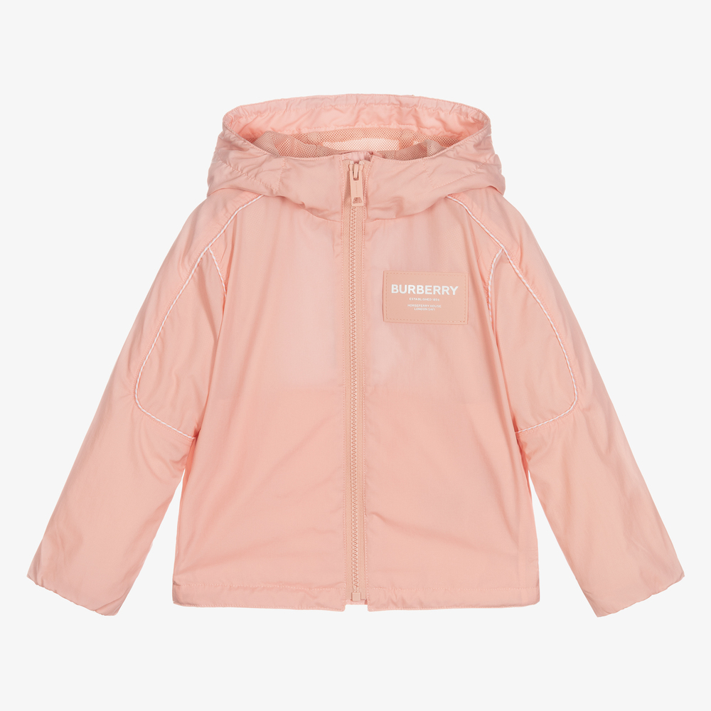 Burberry - Pink Lightweight Hooded Jacket | Childrensalon