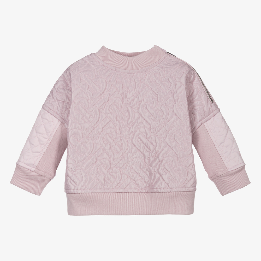 Burberry - Pink Logo Baby Sweatshirt | Childrensalon