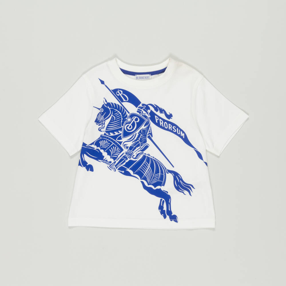 Burberry-Preloved White Ekd Cotton T-shirt (3 years) | Childrensalon Outlet