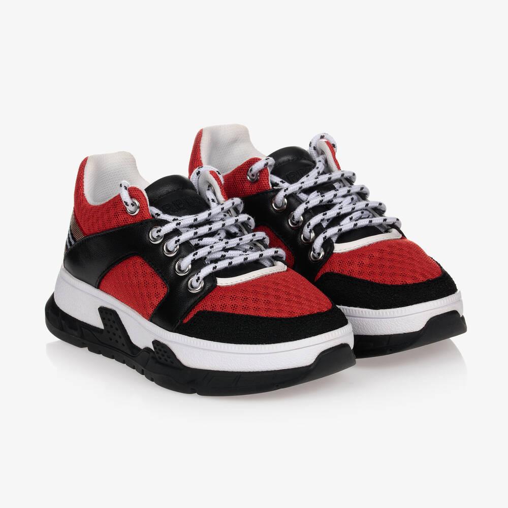 Burberry - Красно-черные кроссовки | Childrensalon
