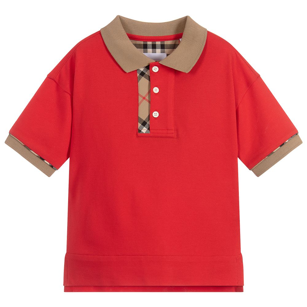 Burberry red collar shirt shop