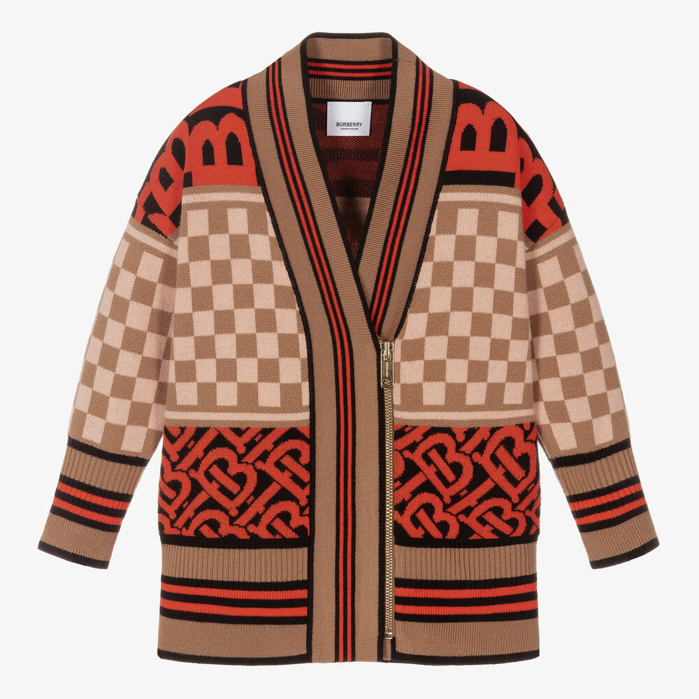 Burberry - Cardigan rouge Montage | Childrensalon