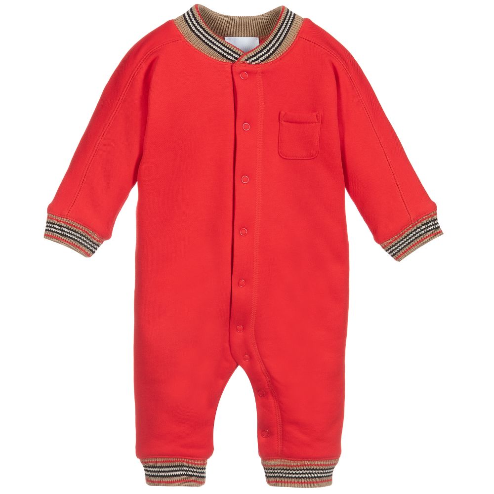 Burberry - Красный комбинезон из утепленного джерси для малышей | Childrensalon