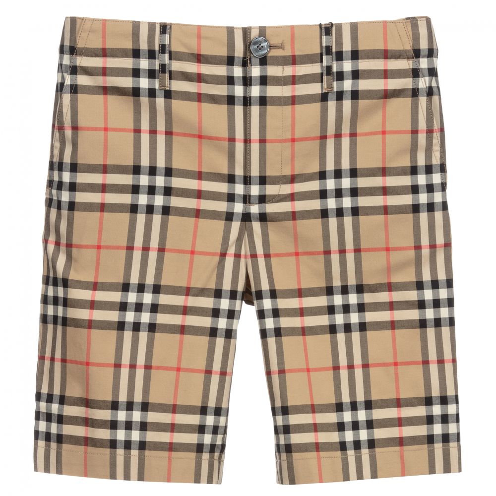 Burberry - Teen Beige Check Shorts | Childrensalon