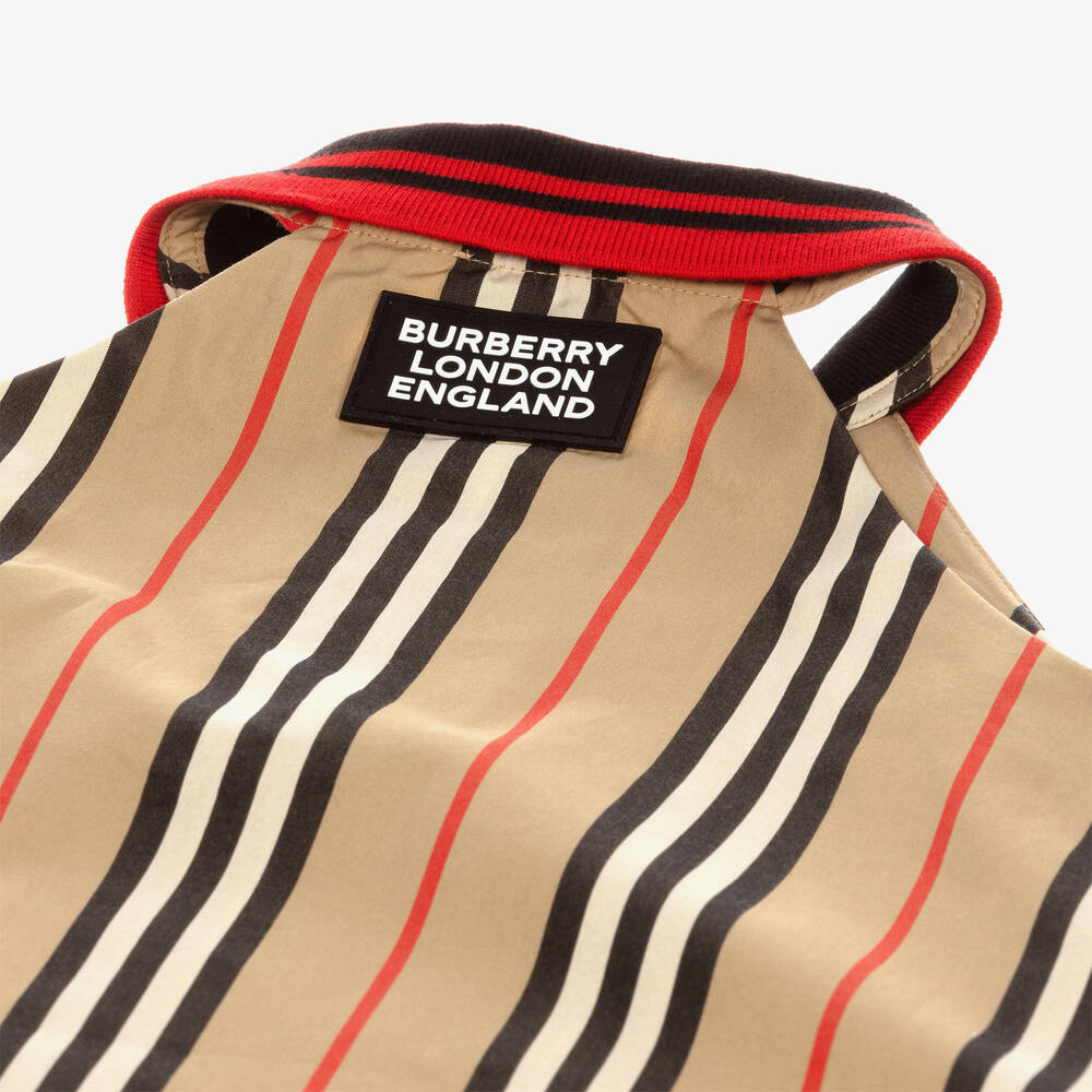Burberry-Бежевое платье в полоску Icon для подростков | Childrensalon Outlet