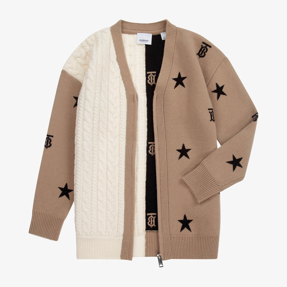 Burberry Teen Beige Logo Cardigan